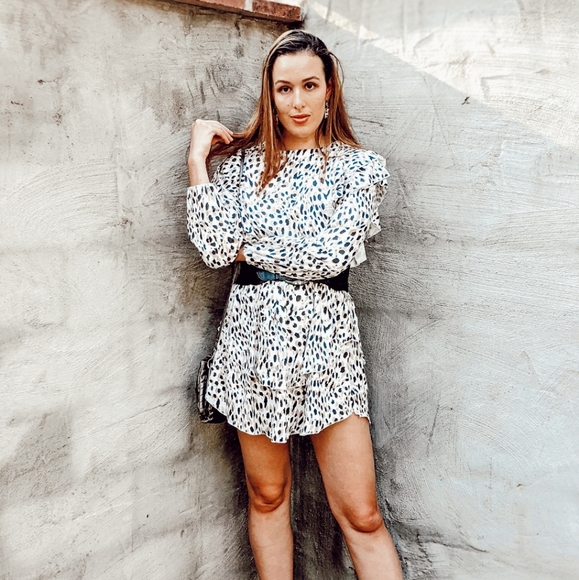 NWT Fall Boho Leopard Print Mini Dress S:S-M - Picture 3 of 13